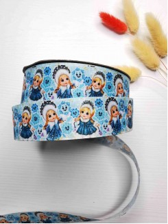 Лента репсовая с рисунком "Снегурочка" 2,5см №2